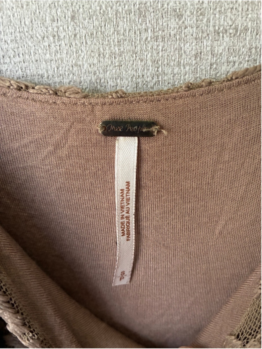 Women's Free People Mini Dress S Brown Gold Lace - Picture 4 of 6